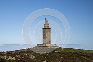 Ancient Roman lighthouse in operation, Tower of Hercules