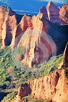 Ancient Roman mines. Beautiful shapes. Amazing landscape of orange mountains