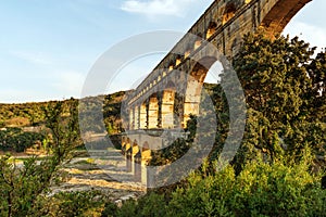 Ancient Roman Pont Du Gard aqueduct