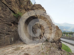 Ancient roman road arch in Donnas