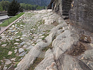 Ancient roman road in Donnas