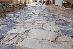 Ancient Roman road pavement