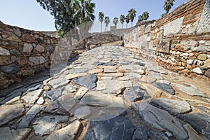 Ancient Roman road pavement