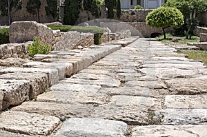 Ancient roman road ruins in Tarraco forum Tarragona, Catalonia, photo