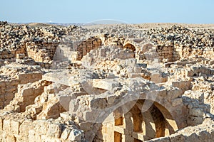 Ancient Roman ruins at Nabataean city Avdat, Negev desert, Israel