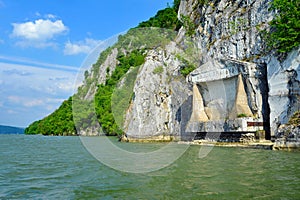 Ancient roman sign Tabula Traiana ad Danube gorge in Serbia