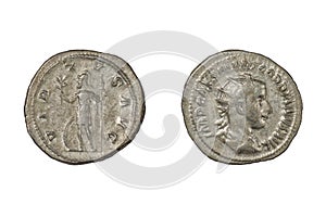 Ancient Roman silver denarius of Gordian III