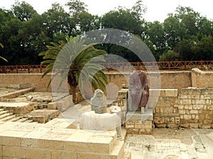 Ancient Roman statue & ruins, Caesarea, Israel