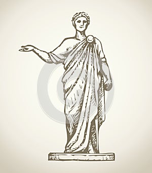 Ancient Roman statue. Vector drawing