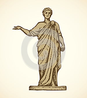 Ancient Roman statue. Vector drawing