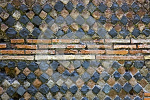 Ancient Roman Stone Wall Background Ostia Antica photo