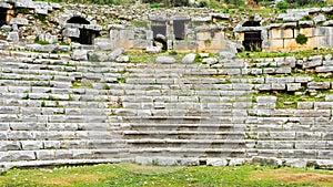 Ancient roman stonework amphitheater. Turkey photo