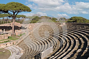 The Ancient Roman theatre in Ostia Antica. Latium, Italy photo