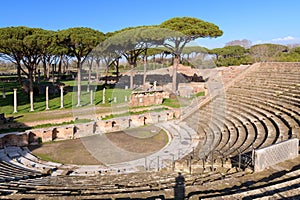 The Ancient Roman theatre in Ostia Antica. Latium, Italy photo