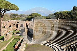 The Ancient Roman theatre in Ostia Antica. Latium, Italy photo