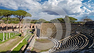 The Ancient Roman theatre in Ostia Antica. Latium, Italy photo