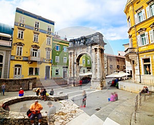 Ancient Roman Triumphal Arch in Pula, Croatia