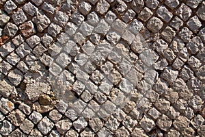 Ancient Roman Wall detail, the so called opus reticulatum