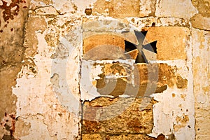 Ancient roman wall texture with crossed window