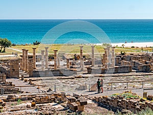 Ancient Romans ruins of Baelo Claudia, next to the beach of Bolonia, near Tarifa in Cadiz photo