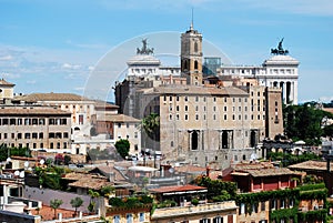 Ancient Rome city aerial view from Palatino hill