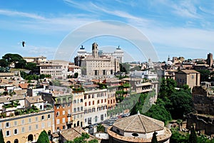 Ancient Rome city aerial view from Palatino hill