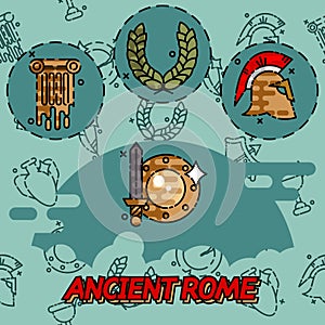 Ancient rome flat concept icons