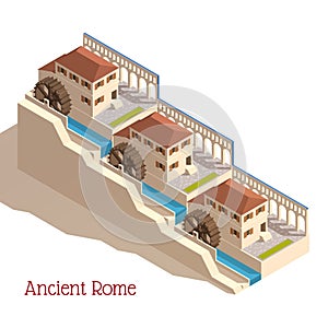 Ancient Rome Isometric Watermills