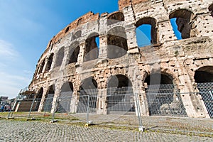 Ancient Rome ruines on bright