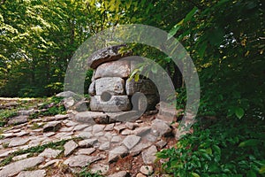Ancient round compound dolmen in the valley of the river Jean, Monument of archeology megalithic structure