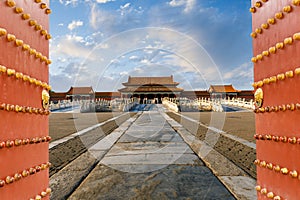 The ancient royal palaces of the Forbidden City in Beijing photo