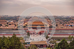 Ancient royal palaces of the Forbidden City in Beijing,China