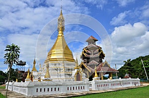 Ancient ruin chedi stupa of Wat Tor Pae temple pagoda for thai people and foreign travelers travel visit respect praying buddha