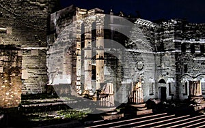 Ancient Ruin in Rome at night, Italy