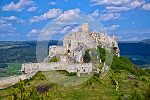 Ancient ruin of Spis Castle, Slovakia at summer sunshine day