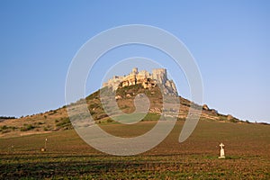 Ancient ruin of Spis Castle, Slovakia in sunrise light