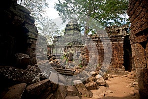 Ancient ruin of the Ta Phrom temple, Angkor Wat Cambodia photo