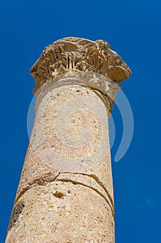 Ancient ruin at Umm Qais in Jordan closeup of pillars