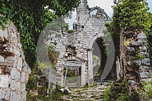 Ancient Ruined Arc and Ivy Wall in Stari Bar