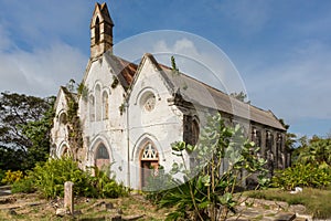 An ancient ruined church building in Barbados