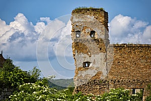 Ancient ruined fortress wall.  Stare Selo Old village Castle. Ukraine