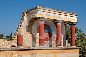 Ancient ruines of famouse Knossos palace at Crete island. Greece