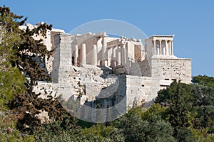 Ancient ruins on Acropolis of Athens, Greece