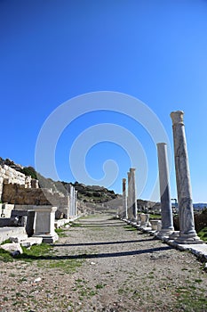 Ancient Ruins in the ancient city of Knidos. Landscape with ancient ruins. Mugla Datca Turkey