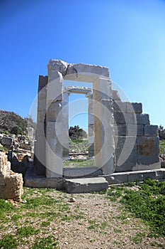 Ancient Ruins in the ancient city of Knidos. Landscape with ancient ruins. Mugla Datca Turkey