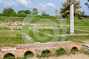 Ancient ruins in Archeological Site. Dion, Greece