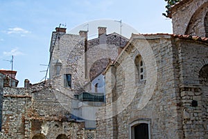 Ancient ruins of the Basilica of St. Mary Formosa in the old town of Pula, in Croatia