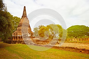 Ancient Ruins of Buddhist temple. Thailand, Ayutthaya