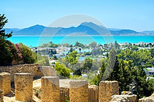 Ancient ruins of Carthage and seaside landscape. Tunis, Tunisia, Africa