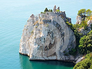 Ancient ruins of castle on cliff